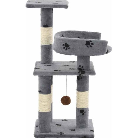 Maison Exclusive - Albero per Gatti Tiragraffi in Sisal 65cm Zampe Stampate Grigio (1/5)