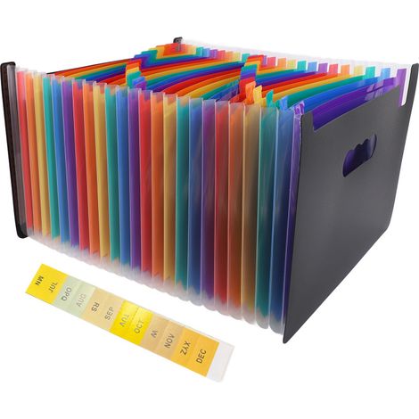 Classeur extensible à 24 compartiments, grande capacité, avec onglets colorés, idéal pour le bureau et l'école. (1/5)