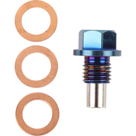 Ortviai Bouchon de vidange magnétique M12x1.5 en alliage de titane pour huile moteur – universel, capture des particules métalliques (1/5)