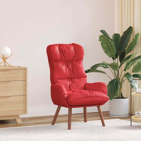 Fauteuil de relaxation rouge en simili cuir avec accoudoirs, 1 place, 69 x 74 x 93 cm - PANGIVO (1/5)