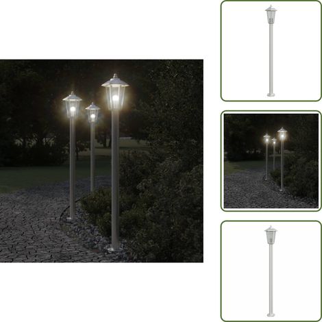The Living Store Lampadaire d'extérieur argenté 120 cm acier inoxydable - Lampadaire Exterieur - Éclairage Extérieur - Luminaire Extérieur - Lampe Terrasse - Lumière Extérieure (1/5)