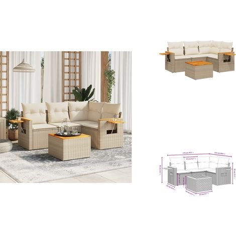 Salon de jardin avec coussins 5 pcs beige résine tressée - Salon De Jardin - Canapé Extérieur - Mobilier De Jardin - Set Salon De Jardin - Résine Tressée