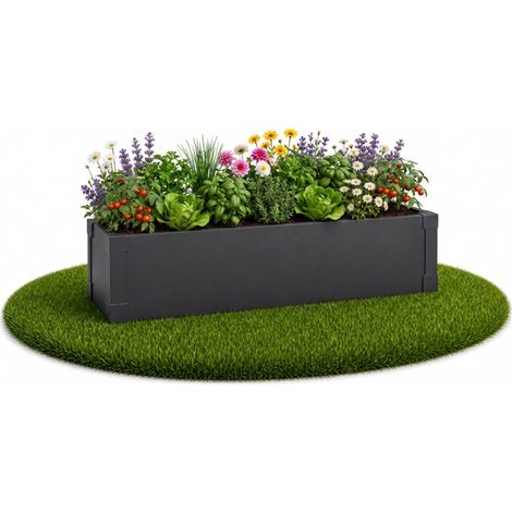 Bac potager surélevé Andros – bac potager métallique étroit anthracite pour balcon, terrasse et jardin – 100 × 25 × 27 cm (1/5)