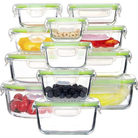 Set de 12 boîtes de conservation en verre - Sans BPA - Pour la maison ou le restaurant (1/5)