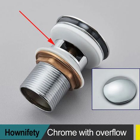 (Chrome overflow)Brushed Gold Pop Up Drain Bathroom Sink Plug Drainer Faucet Wash Accessories (1/4)