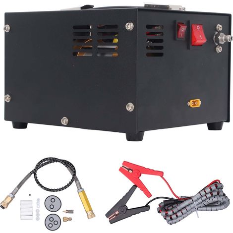 Compresseur d'air PCP 4500Psi 30Mpa, haute pression, sans huile, ventilateur de refroidissement, pompe électrique Portable pour Paintball, DC12V (1/5)