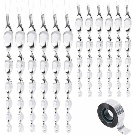 CHOYCLIT 12er-Pack Vogelabwehrmittel mit 80 m Reflektorband, 30 cm 360-Grad-Vogelscheuchen, ideal, um Vögel von Balkonen und Obstbäumen fernzuhalten (1/5)