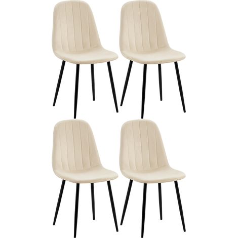 Set di 4 sedie da pranzo in velluto Baxter crema