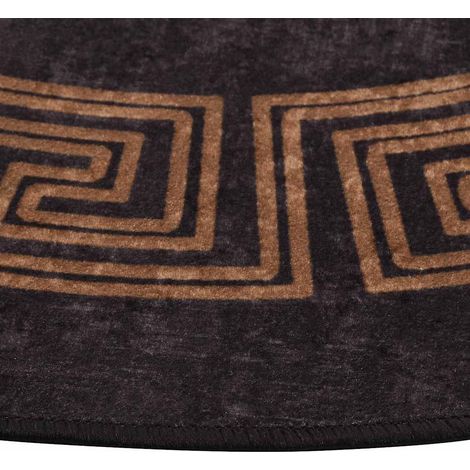 Tapis de salon Style Moderne Tapis de sol - Tapis lavable antidérapant φ120 cm Noir et doré BV439325 - BonneVie (1/5)