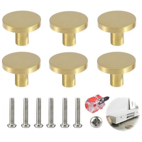 goldene Edelstahl-Schubladengriffe, runde goldene Schrankgriffe für Möbel und Kleiderschränke, elegantes und modernes Design, inklusive Schraubendreher für einfache Montage in Küche und Schlafzimmer, (1/5)