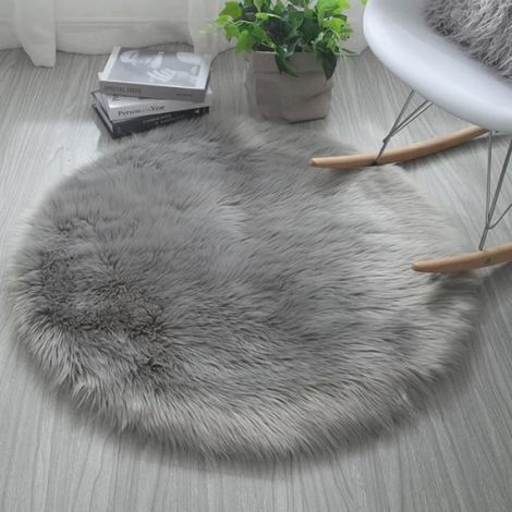 Tapis Rond - 80 Cm - Gris - Shaggy - Sol - Intérieur - 1 Pièce (1/3)
