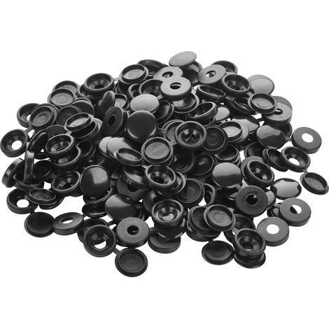 SOTECH Abdeckkappen Ø 13,3 x 3,5 mm für Senkkopf-Schrauben (Panhead-Schrauben mit Flachrundkopf) bis Ø 8,5 mm Kopfdurchmesser, 100 Stück - schwarz