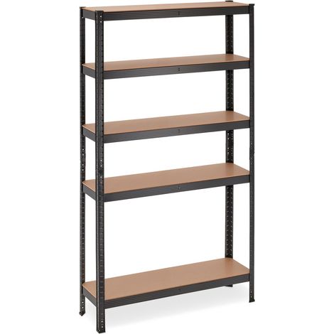 Estantería para carga pesada modular 5 niveles garaje 90 x 40 x 180 cm almacenamiento fácil diseño práctico en acero negro 130012369 (1/5)