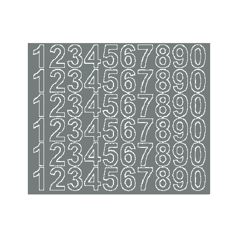 Pegatinas autoadhesivas con números de 3 cm, color gris brillante. (1/2)