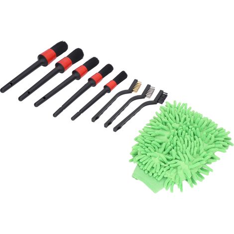 Kit 9 Brosses de Nettoyage Auto pour Détail Intérieur Extérieur Jantes Cuir Véhicule (1/5)