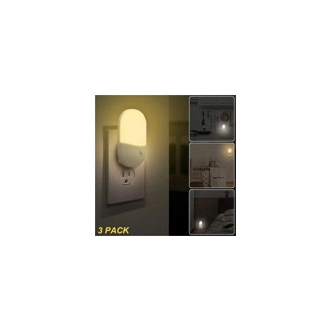 3er-Set LED-Nachtlichter mit Fassung für Baby- oder Kinderzimmer, weiß und warmweiß - Crezuo