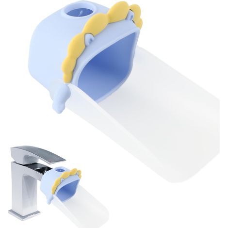 Kindersichere Wasserhahnverlängerung, lebensmittelechtes Material, spritzwassergeschützt, kompatibel mit einer Vielzahl von Wasserhähnen (Blau)