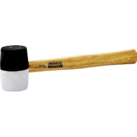 Marteau caoutchouc Modeco mn-31-212 tête bicolore manche bois