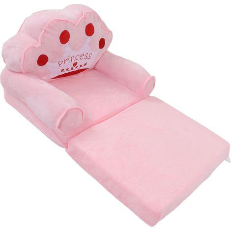 Canapé Enfant Pliable 2 en 1 Convertible Fauteuil Lit Rose Motif Couronne 2 Niveaux Salon Chambre (1/5)