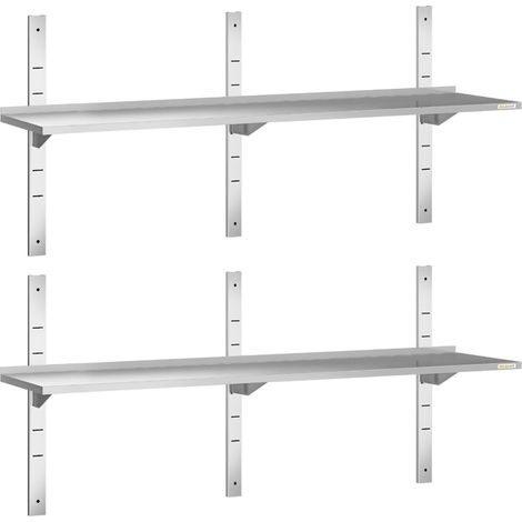 Lot de 2 étagères murales inox 1500 x 300 mm PREMIUM - GOLDINOX (1/4)