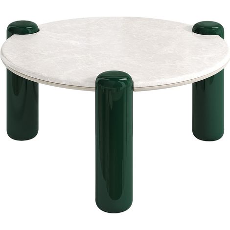 Tavolino in marmo e MDF Beige e verde - NARODI