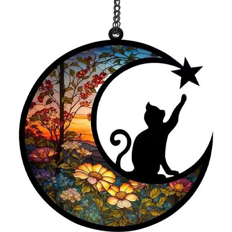 Acchiappasole in memoria degli animali domestici, ciondolo a forma di cane con luna colorata, clip acchiappasole in memoria degli animali domestici, ricordo degli animali domestici, regalo (1/5)