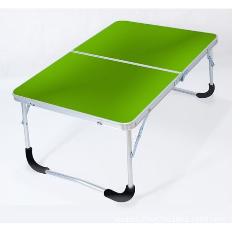 Table de camping pliante avec structure en métal, plateau en bois et serrure de sécurité, verte, 62 x 42 x 28 cm (1/5)