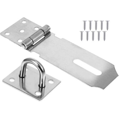 Loquet de porte robuste en acier inoxydable avec vis, fermoir de porte, verrou de portail, loquet de remise, agrafe de cadenas - 4 pouces (1/5)