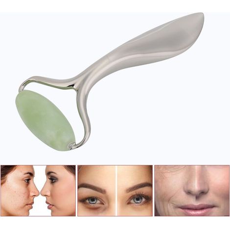 Rouleau de Gua Sha en Pierre de Jade pour le Soin du Visage, Lissage des Rides et Raffermissement de la Peau - Outil de Massage Facial (1/5)