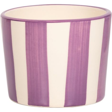 Lido Lot De 2 Tumbler Rayures Violettes En Céramique Artisanale, Verre Décoré À La Main Forme Coupe À Glace, Made In Italy, Collection Rayures (1/2)