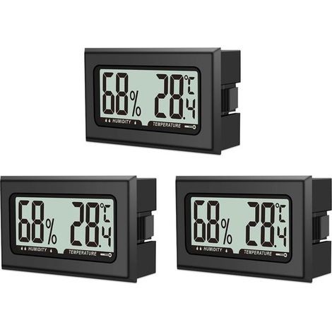 Medidor de humedad de 3 piezas，mini higrómetro digital con pantalla LCD，termómetro de temperatura ambiente para oficina (1/5)