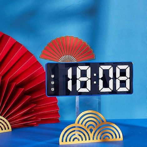 Réveil électronique de style chinois, réveil moderne, minimaliste et élégant, réveil de chevet pour étudiant, horloge double fonction à grand écran rouge. (1/5)