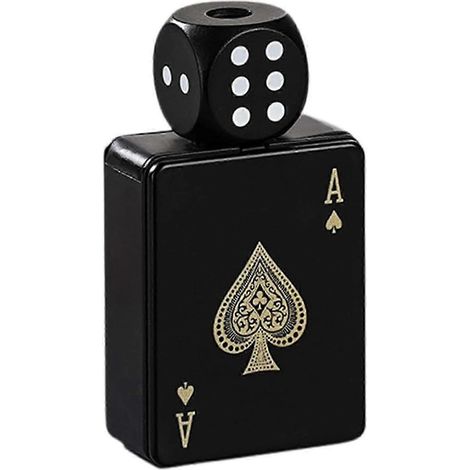 Briquet à jet rechargeable en forme de carte à jouer avec dé rotatif – idéal pour les collectionneurs. Noir A (1/5)