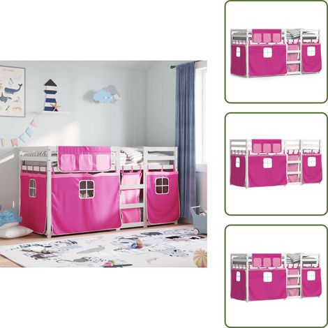 The Living Store Lit superposé sans matelas 90x200 cm bois de pin massif - Lit Superpose - Lit Enfantine - Lit Design - Lit Bois - Lit Rose