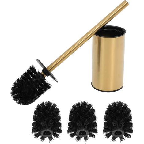 Brosse De Toilette avec Support Kit Brosse Et Support pour Cuvette des Toilettes en INOX WC Murale avec Manche Long Et 3 Rechanges pour Salle De Bain Hôtel Bureau (1/5)