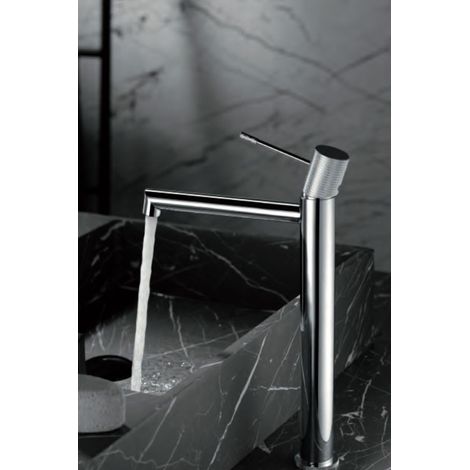 IMEX Miscelatore lavabo alto in ottone cromato con cartuccia ceramica Ø26 mm TOP e set 2 flessibili 3-8 inclusi altezza 322 mm canna 173 mm modello BDD038-3 (1/3)