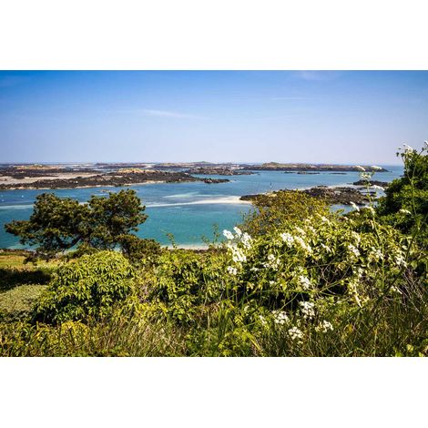 Tableau sur toile vue île de Chausey 65x97 cm - Impression sur Toile Murale Décorative - Image imprimée en HD sur Toile - Toile sur Châssis en Bois FSC - Fabriqué en France (1/4)