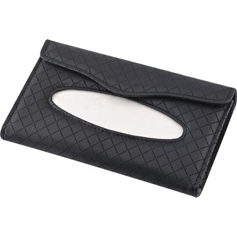 royaluxe - Porte-mouchoirs et porte-lunettes pour pare-soleil de voiture, en cuir PU pour siège arrière de voiture – Noir— (1/5)