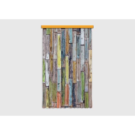 Wood, rideau imprimé parquet en bois multicolore 140x245 cm, 1 pièce (1/5)