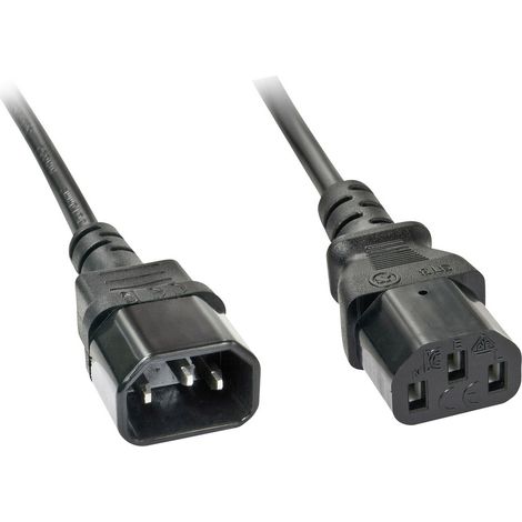 LINDY Strom Verlängerungskabel Deluxe [1x Kaltgeräte-Stecker C13 - 1x Kaltgeräte-Buchse C14] 3.00 m