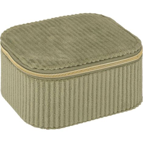 Atmosphera – Boîte à bijoux en velours compartimentée 11cm – Forme rectangulaire – Revêtement vert moderne – Poids léger 0,09kg (1/2)