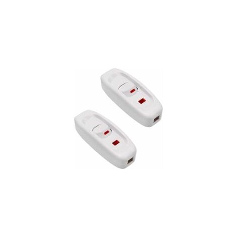 Confezione da 2 interruttori a bilanciere on/off in linea AC 250V 10A per cavo lampada da scrivania con indicatore LED, colore bianco