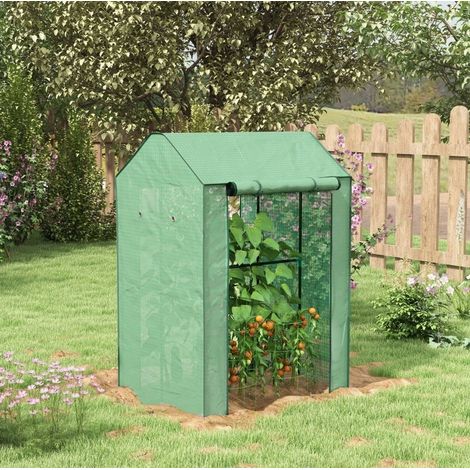 Serra da giardino 100x80x150 cm in acciaio verde con doppia porta e ventilazione – MEUBLIV (1/5)