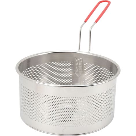 Panier à friture rond 18 cm en acier inoxydable 304, avec poignée, pour frites, beignets d'oignons, poulet, pâtes (1/5)