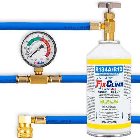 KIT DI RIEMPIMENTO PER ARIA CONDIZIONATA PER AUTO GAS REFRIGERANTE R134A 4IN1 FIX