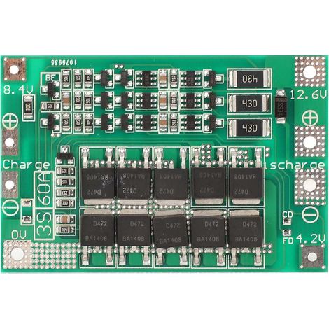 Plaque de protection batterie lithium-ion 3S 60A, module chargeur équilibré DC12.6V pour pack Li-ion (1/5)