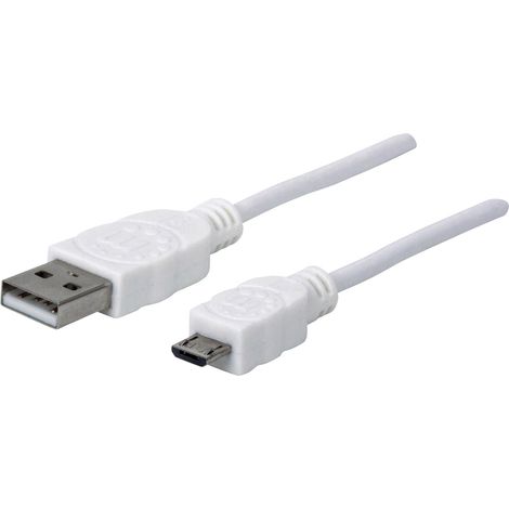 Manhattan USB-Kabel USB 2.0 USB-A Stecker, USB-Micro-B Stecker 1.00 m Weiß UL-zertifiziert 323987 (1/5)