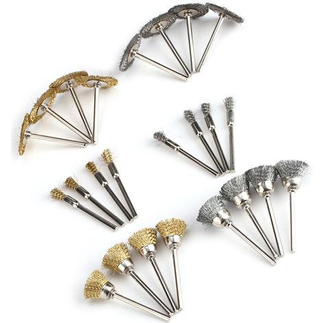 Lot de 24 brosses de polissage en fil d'acier inoxydable/laiton pour meuleuse, perceuse et outil rotatif (1/5)