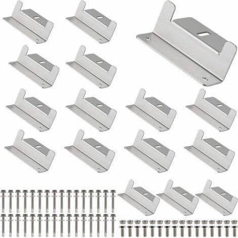 16 x Support Panneau Solaire en Z Fixation Panneau Solaire en Aluminium Avec Ecrous et Boulons, Support de Panneaux Solaire pour Bateaux, Varavanes, Véhicules de Loisirs, Toit,10065mm (1/4)