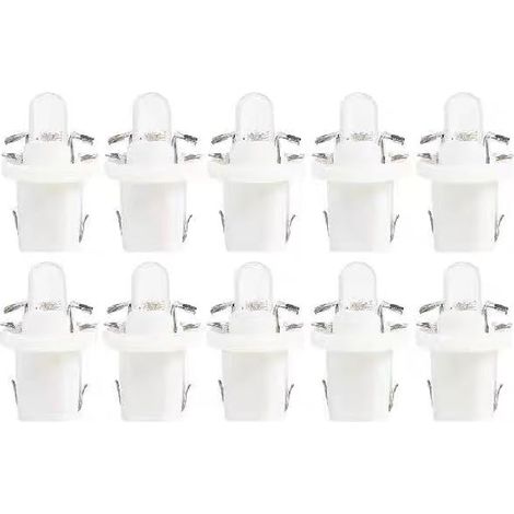 10Pcs T5 LED Bulbs with Holder, 12V BAX10d B8.5D Car Dashboard Light Bulbs for Car Motorcycle - White (1/5)